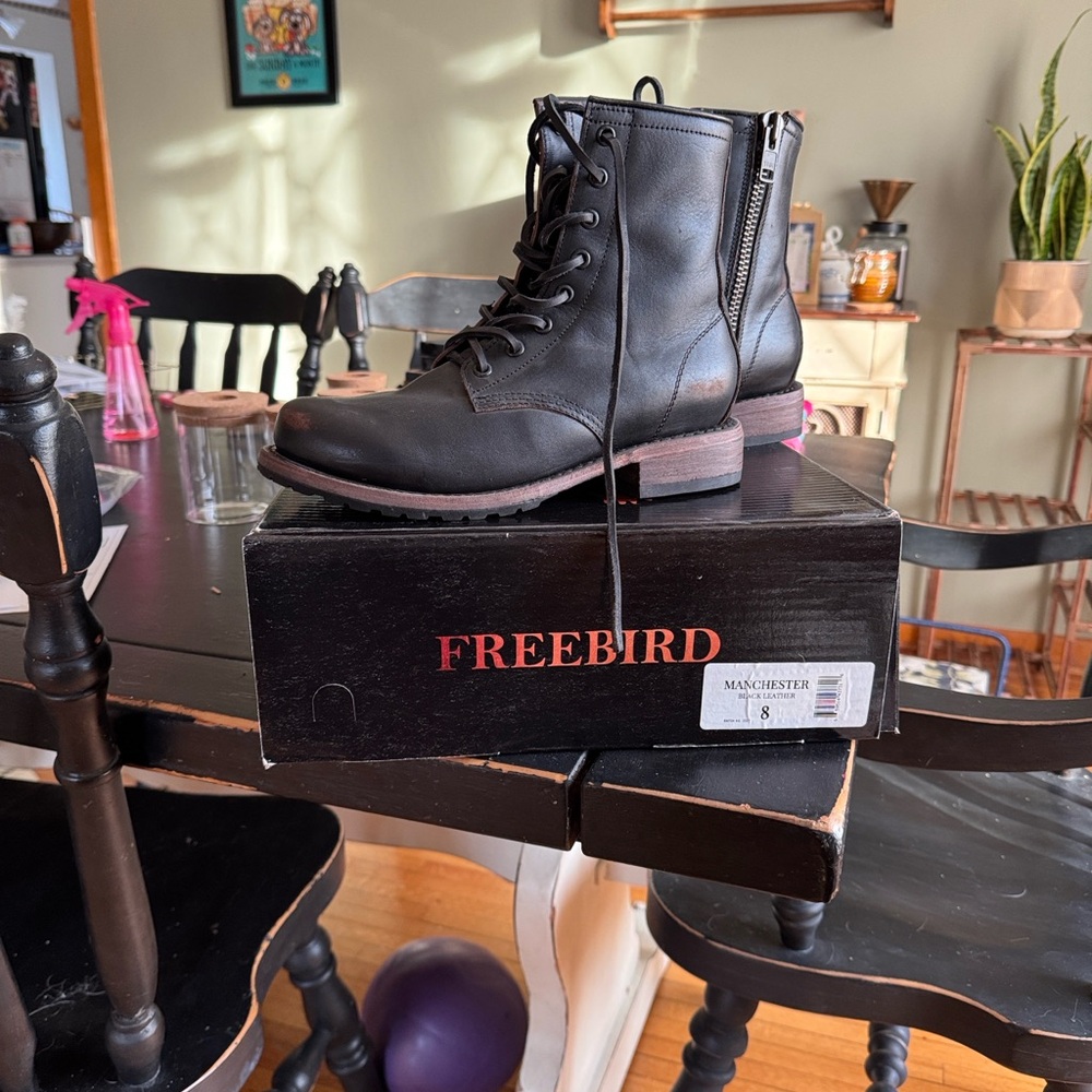 Freebird Black Lace-Up Leather Boots